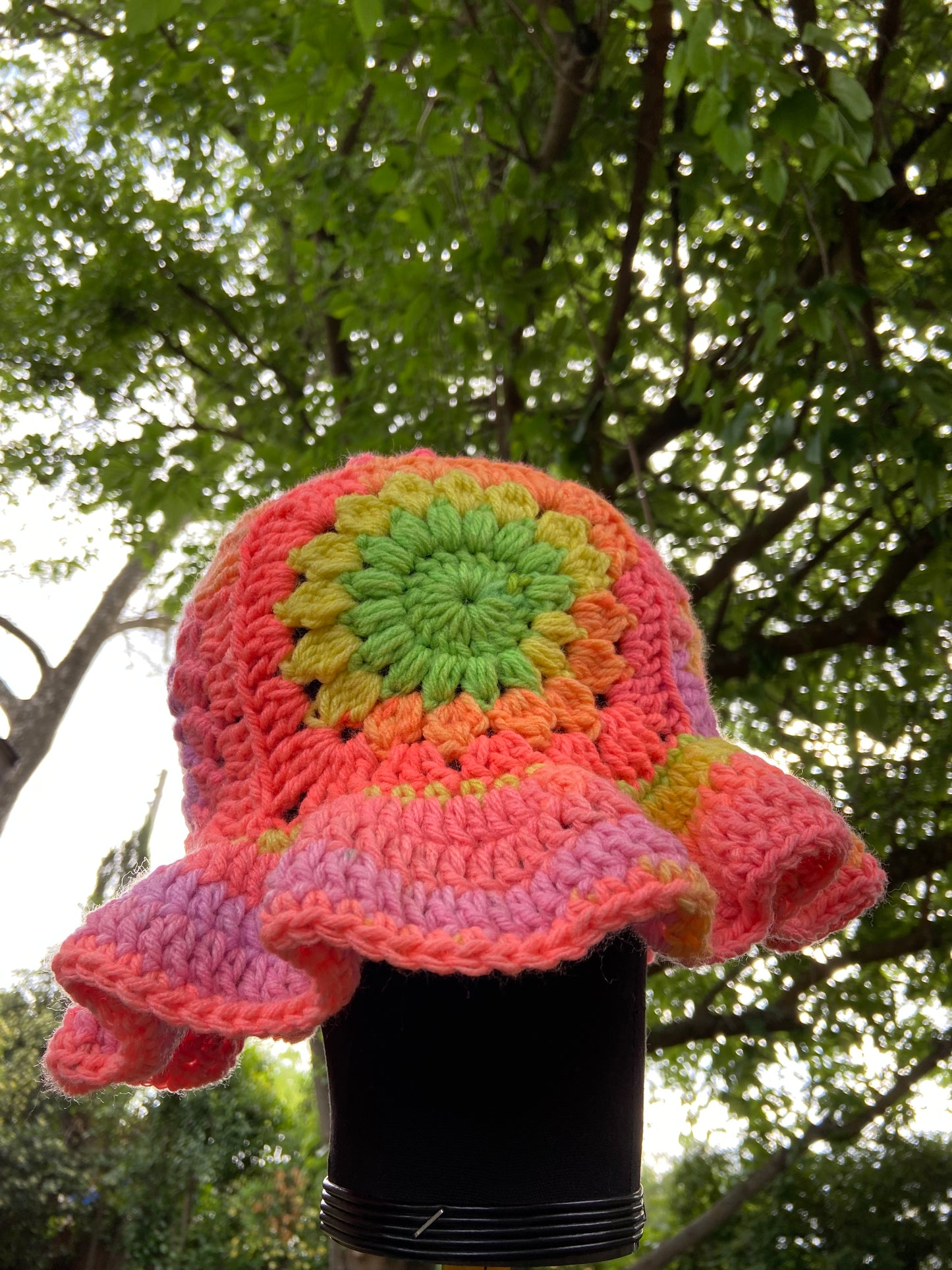 Peachy neon bucket hat