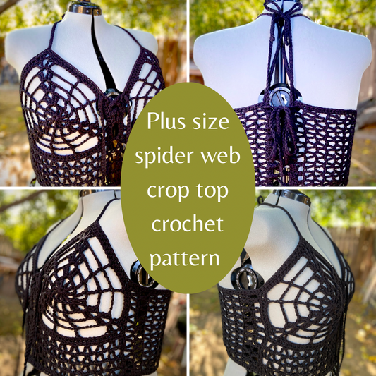 Plus size spider web crop top crochet pattern
